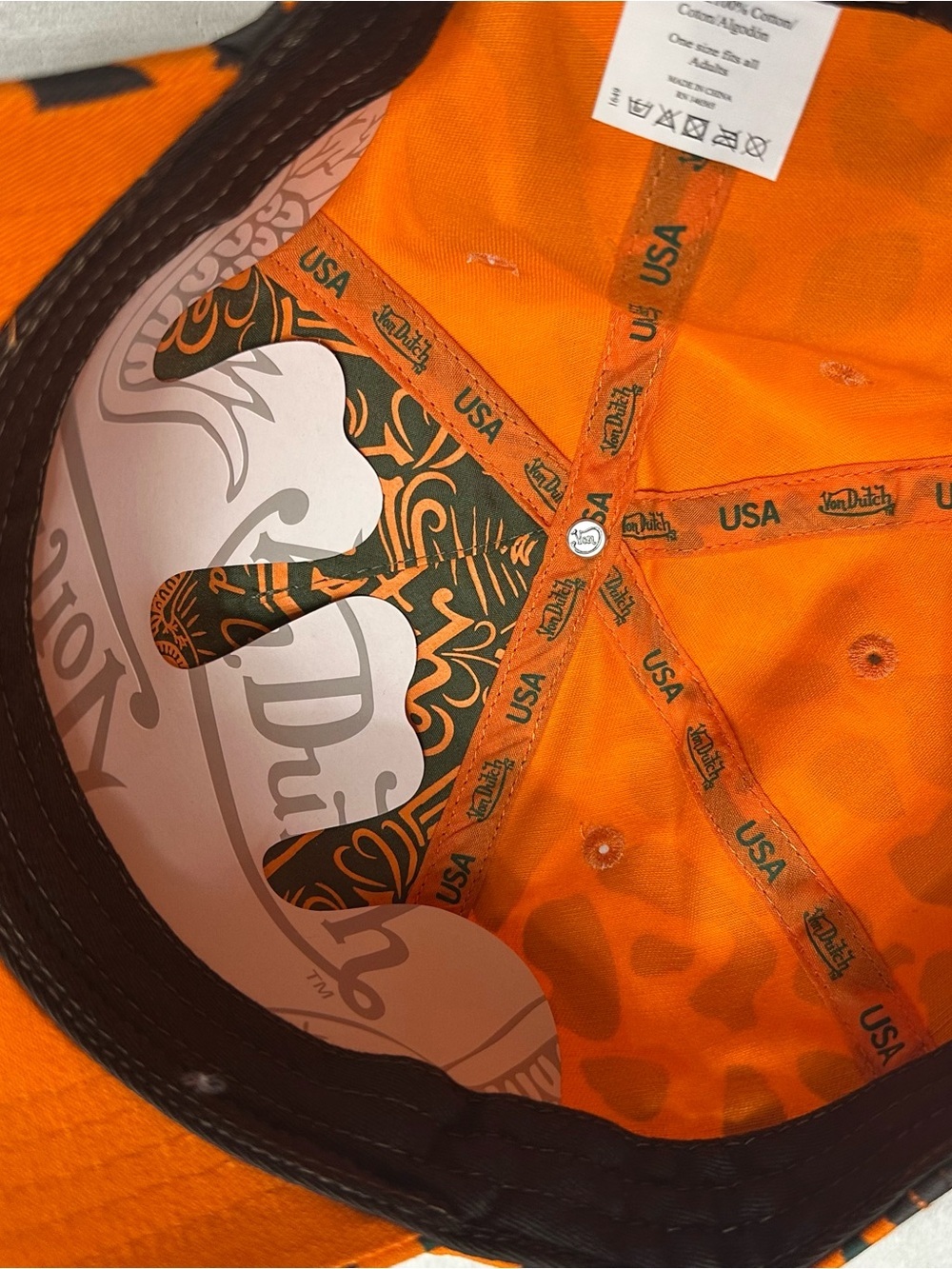 Von Dutch Orange Camo Logo Baseball Cap NWT - Picture 4 of 6